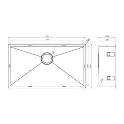 Lorreine 74R lavello grande di lusso in acciaio inossidabile 74x40 cm montaggio a filo sopra e sotto il piano 1150178229