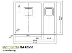 Lorreine 3415VK Exclusive lavello in acciaio inossidabile una vasca e mezza 3415cm montaggio a filo sotto e sopra il piano 1150178269