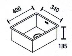 ABK Bingara lavello in acciaio inossidabile 34x40cm montaggio a filo sottopiano e sopra il piano 34FVI