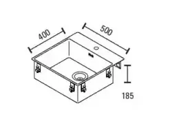 ABK Bingara lavello in acciaio inossidabile 50x40cm con foro per rubinetto a filo C1BIN05FVI