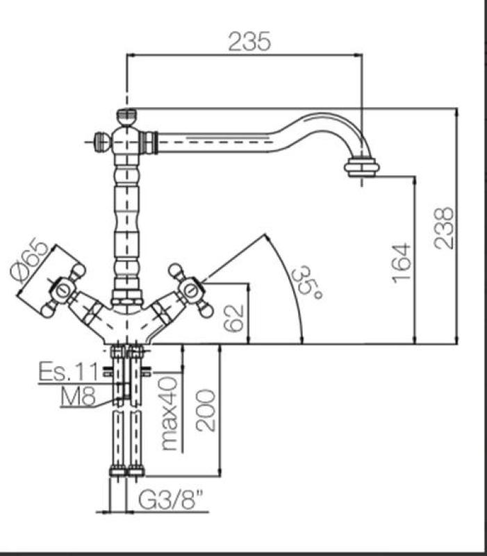 PB Rubinetto da cucina nostalgico V1910 in acciaio inossidabile