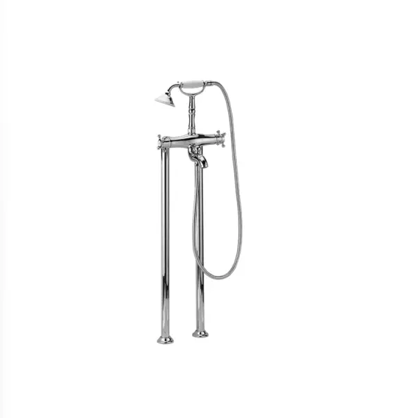 Huber Victorian Rubinetto da Bagno Termostatico da Pavimento con Kit Doccia Cromo-Oro VTT390107G