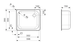 Reginox R18 3530 OSK lavello piccolo in acciaio inossidabile montaggio sopra il piano B2910RLU02GDS R00373