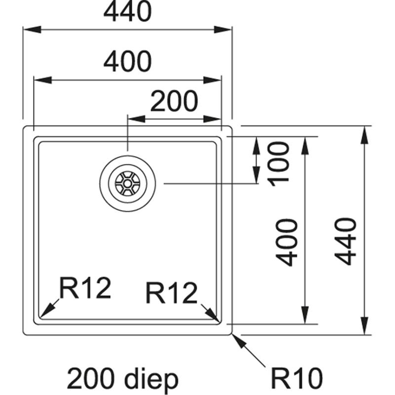 Franke Bolero Plus R12 BXX 110-40 lavello in acciaio inossidabile sottopiano 40x40cm 122.0576.355