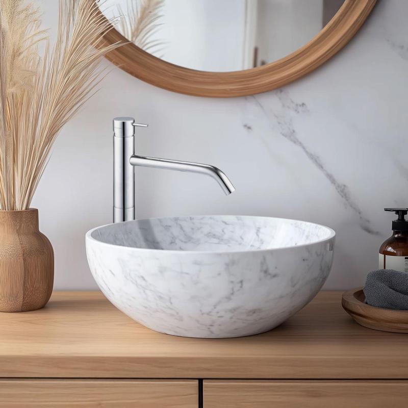 Waterevolution Flow rubinetto lavabo con bocca alta per lavabi incl. tappo a clic cromato T11501