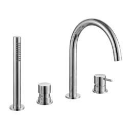 Rubinetto per vasca da bagno a 4 fori Waterevolution Flow per installazione su bordo vasca Cromo T13801