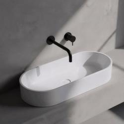 Rubinetto da lavabo da incasso Watervolution Flow nero opaco con bocca di erogazione 25 cm T116BPR-25