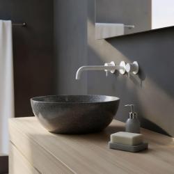 Waterevolution Flow Rubinetto lavabo da incasso a 3 fori Bianco opaco con bocca 25 cm T1163FBR-25