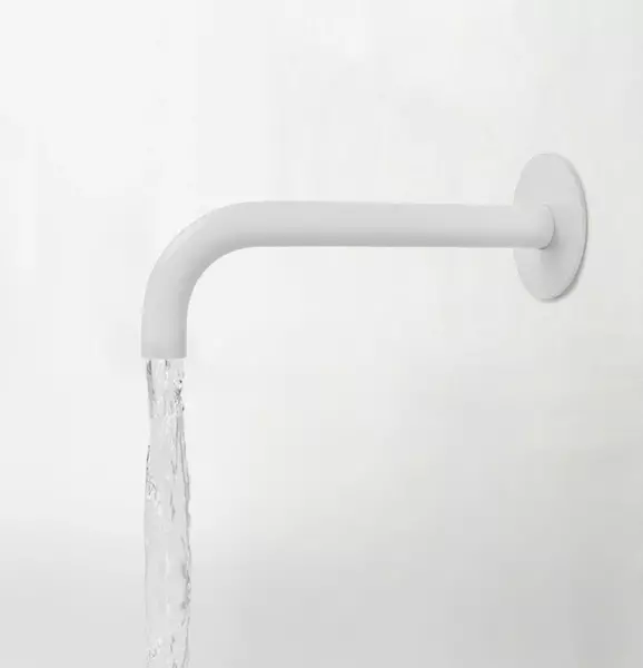 Waterevolution Flow uscita bagno in materiale bianco opaco T1671BR lunghezza uscita 15cm