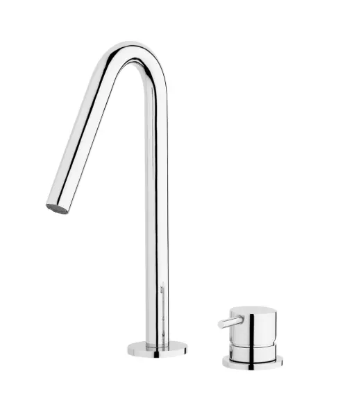 Waterevolution Flow Miscelatore per lavabo a 2 fori cromo con beccuccio piccolo a V da 120mm  T1121V01