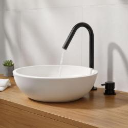 Waterevolution Flow Miscelatore per lavabo a 2 fori nero opaco con beccuccio piccolo a V da 120 mm T1121VPR