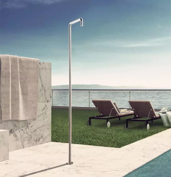 Waterevolution Flow doccia per piscina colonna doccia solo acqua fredda acciaio inossidabile spazzolato T145IE