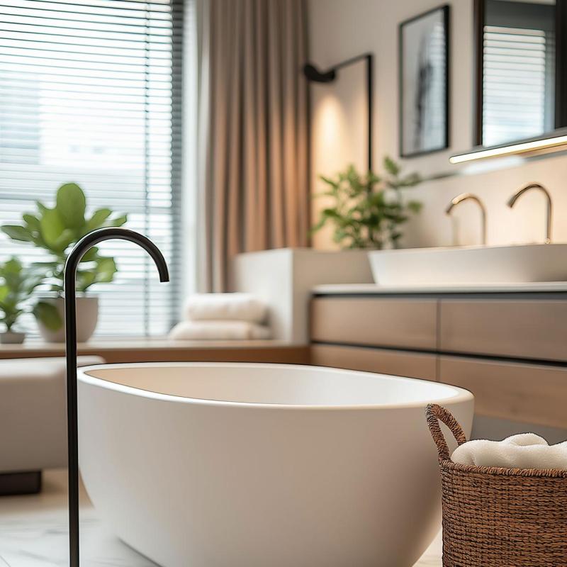 Waterevolution Flusso rubinetto da bagno stand-alone nero opaco T1673PR