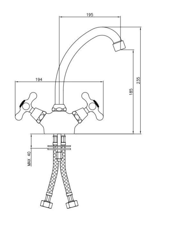 Miscelatore da cucina Nostalgico in acciaio inossidabile V1900