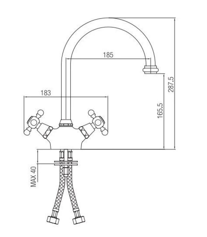 PB Rubinetto da cucina nostalgico  V1905 Cromato