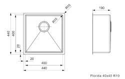 Reginox Florida lavello in acciaio inossidabile montaggio a filo sopra e sottopiano 40x40 L6412 R26274