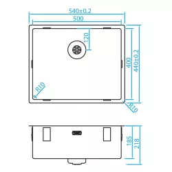 Caressi Lavello in acciaio inossidabile R10 50x40cm montaggio sottopiano a filo e sopra il piano CAPP50R10