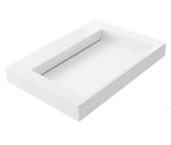 Lavabo Solid-S Quatra in solid surface, bianco opaco, senza foro per rubinetto, 60x45,5cm 1208775682.