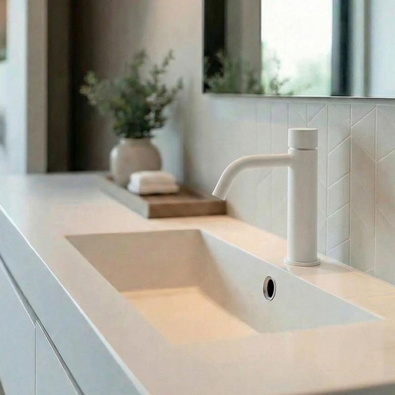 Waterevolution Flow Rubinetto per fontane a chiusura automatica, bianco opaco T110TPBR