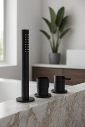 Waterevolution Flow 3-fori Miscelatore per Vasca da Bagno a Montaggio su Bordo Nero Opaco T138SBPR