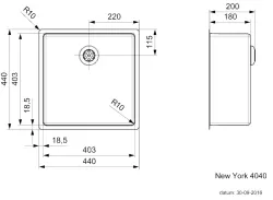 Reginox New York Lavello medio in acciaio inossidabile 40x40 T09T2LLU06GDS R27639