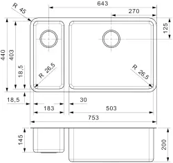 Reginox Ohio 18x40 + 50x40 lavello doppio in acciaio inossidabile B09H8LLU08RDM.1 R15704