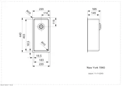 Reginox New York Lavello piccolo in acciaio inossidabile 18x40 T09T1LLU06GDS R27851