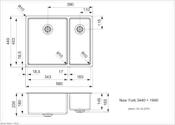 Reginox New York 1,5 lavello in acciaio inossidabile 34x40 + 18x40 T09T8LLU08GDS R27806