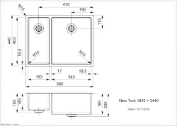 Reginox New York 1,5 lavello in acciaio inossidabile 18x40 + 34x40 T09T5LLU08GDS R27844