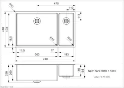 Reginox New York 1,5 lavello in acciaio inossidabile 50x40 + 18x40 T09T10LLU08GDS R27837