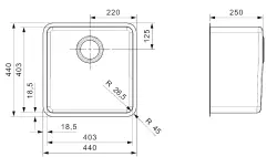 Reginox Kansas 40x40 KG-CC Lavello in acciaio inossidabile a filo B19H2LLU05GDS