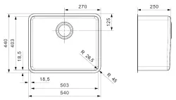 Reginox Kansas 50 x 40 KG-CC Lavello in acciaio inossidabile a filo B19H3LLU05GDS R23518