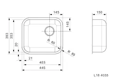 Reginox L18 4035 KG-CC Lavello in acciaio inossidabile a filo B2914LLU05GDM