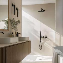 Waterevolution Flow Set doccia ad incasso con termostato soffione a pioggia e doccetta nero opaco 1208846402