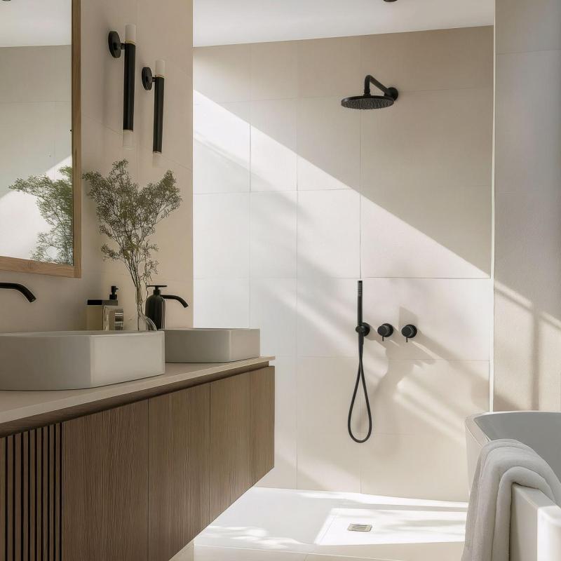 Waterevolution Flow Set doccia ad incasso con termostato soffione a pioggia e doccetta nero opaco 1208846402