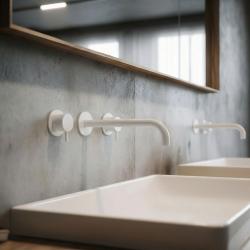 Waterevolution Flow Rubinetto lavabo da incasso a 3 fori Bianco opaco con bocca 21 cm T1163FBR-21