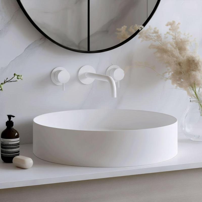 Waterevolution Flow Rubinetto lavabo da incasso a 3 fori Bianco opaco con bocca 15 cm T1163FBR-15