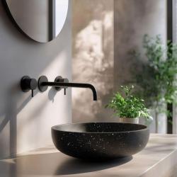 Waterevolution Flow Rubinetto lavabo da incasso a 3 fori Nero opaco con bocca 21 cm T1163FPR-21