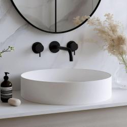 Waterevolution Flow Rubinetto lavabo da incasso a 3 fori Nero opaco con bocca 15 cm T1163FPR-15