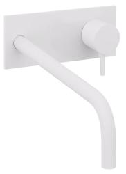 Rubinetto da incasso per lavabo Watervolution Flow con placca di copertura bianco opaco con bocca di erogazione 21 cm T1161BBR-21