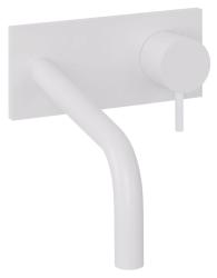 Waterevolution Flow Miscelatore per lavabo ad incasso con piastra di copertura e beccuccio da 15cm Bianco opaco T1161BBR-15