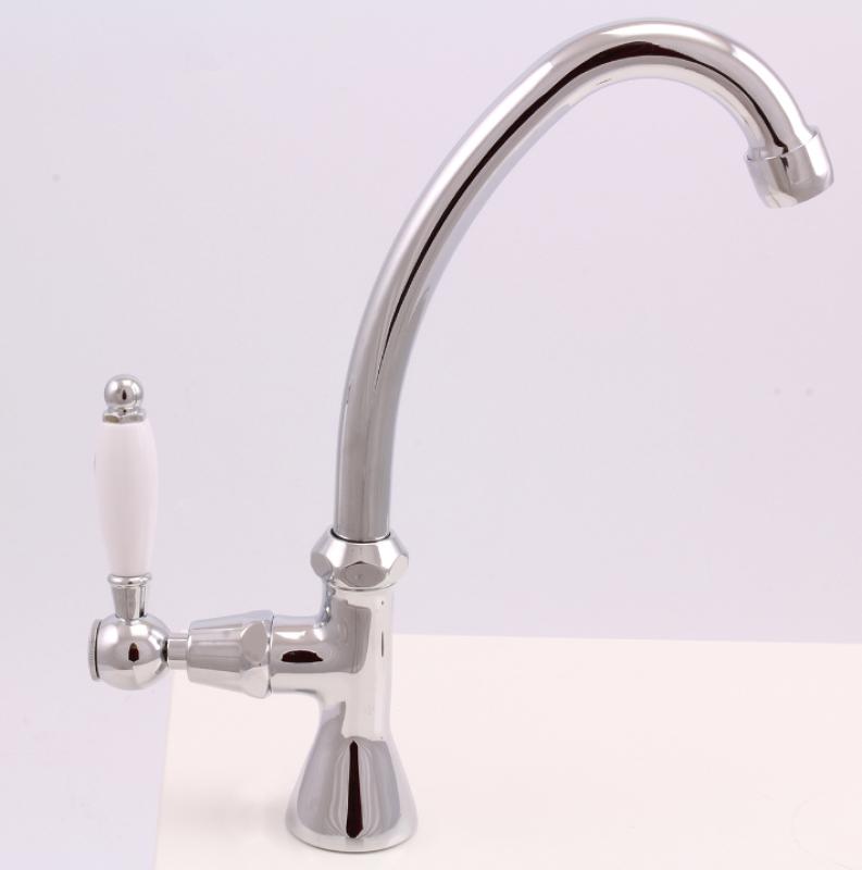 Rubinetto da lavabo classico in cromo con manopola bianca e beccuccio alto per l'acqua fredda PB 1208853652