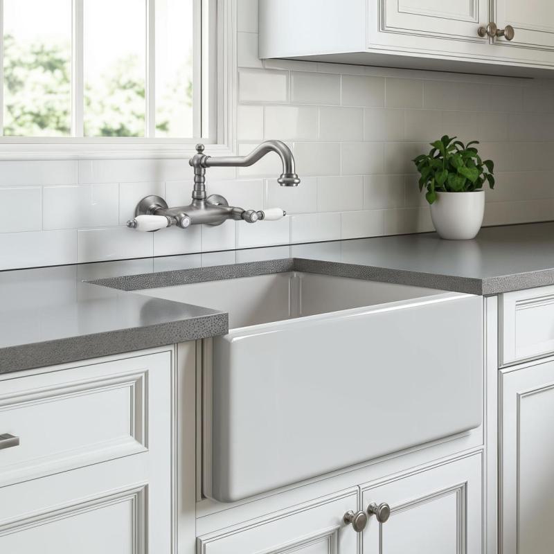 PB Rubinetto classico montato a parete con maniglie bianche Acciaio inossidabile 1208854192