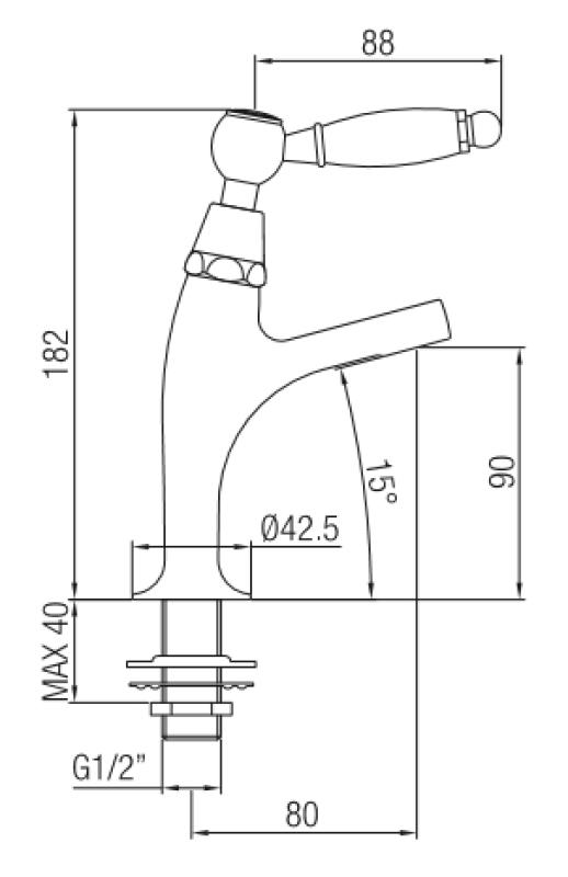 Rubinetto classico per lavabo PB con leva bianca, acqua fredda, modello piccolo in acciaio inossidabile 1208854912.