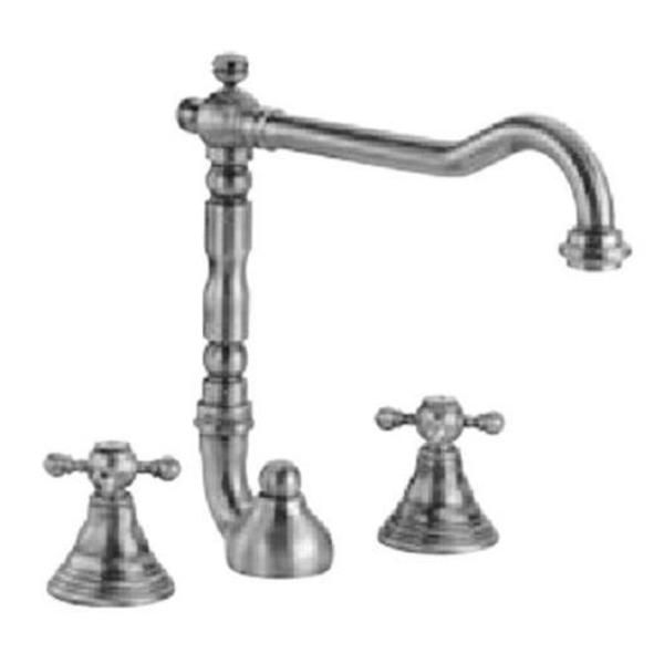 PB Rubinetto classico per lavabo a 3 fori con manopole a stella e beccuccio 18,5 cm acciaio inossidabile 1208854952