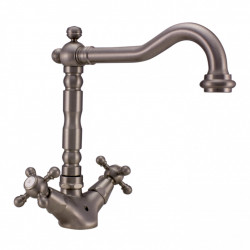 PB Rubinetto classico per lavabo con manopole a stella e beccuccio 18,5 cm acciaio inossidabile 1208854972