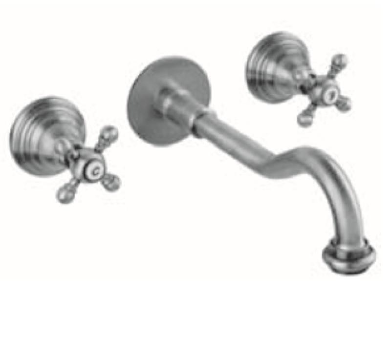 PB rubinetto da incasso classico con manopole a stella, bocca di erogazione da 25 cm, acciaio inossidabile 1208855132