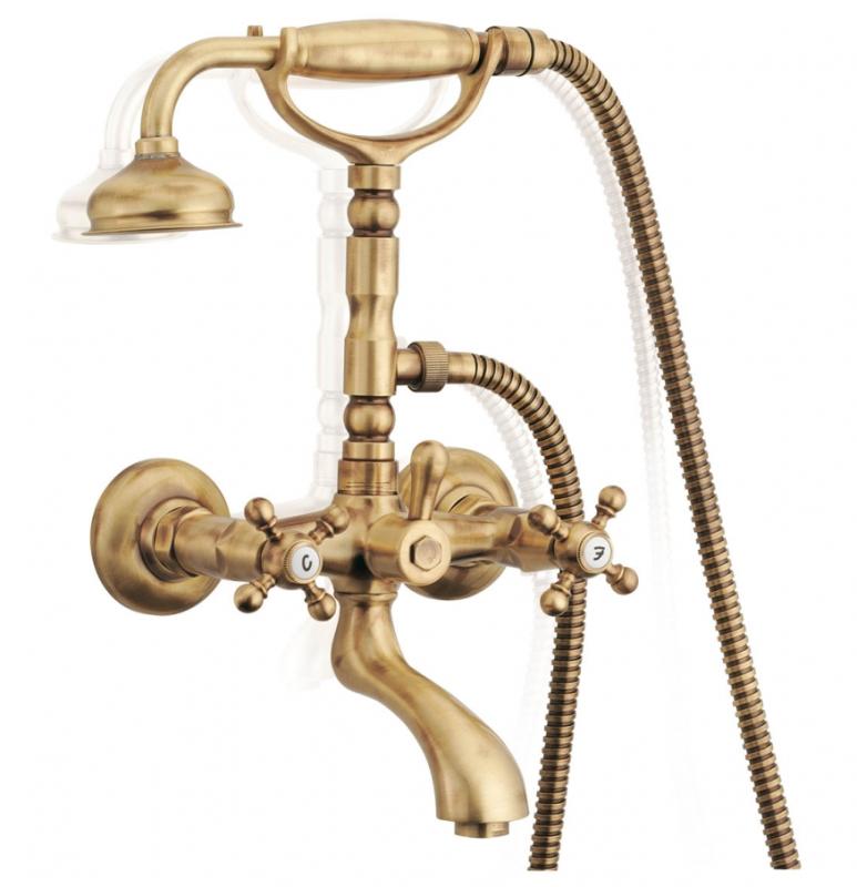 PB rubinetto classico da appoggio set rubinetteria per vasca con manopole a stella cromato con doccetta inclusa 1208855152