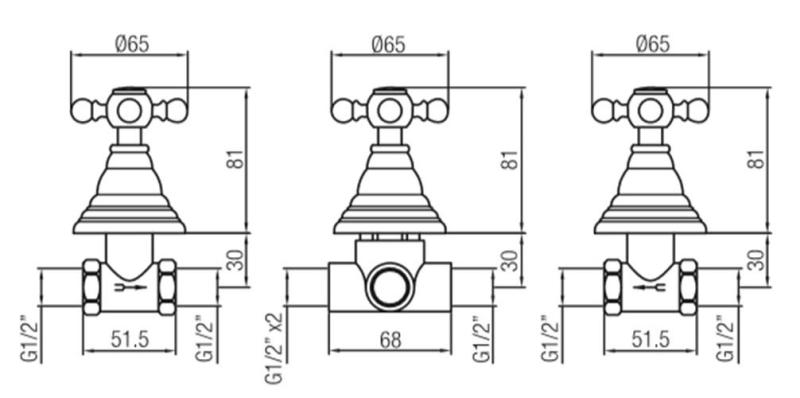 Set doccia a incasso PB Classic a 3 vie con deviatore e manopole robuste Cromo 1208855392.