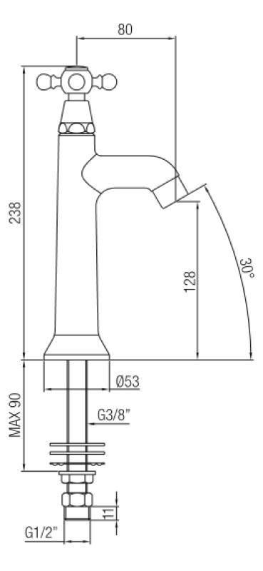 Rubinetto da lavabo classico PB con manopola ad incasso acqua fredda cromata 1208855532